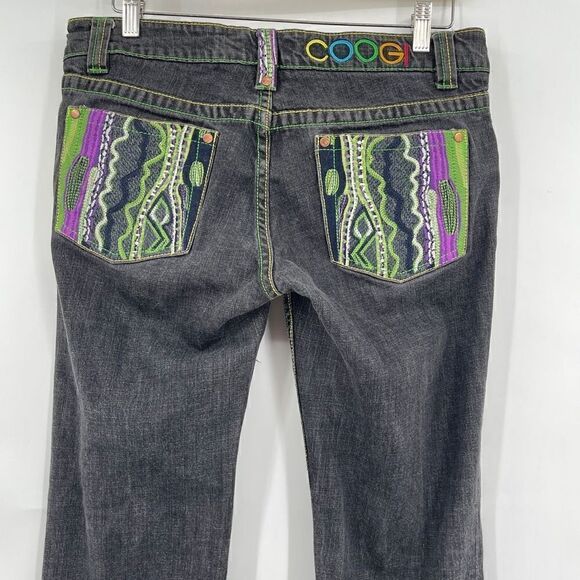Coogi Dark Blue Australia Embroidered Boot Cut Denim Jeans Size 33.5 - Picture 6 of 12